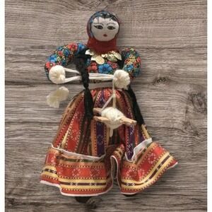 Handmade Turkish Doll Weaving Yarn Woman Cloth Folk Art Braid Traditional Outfit